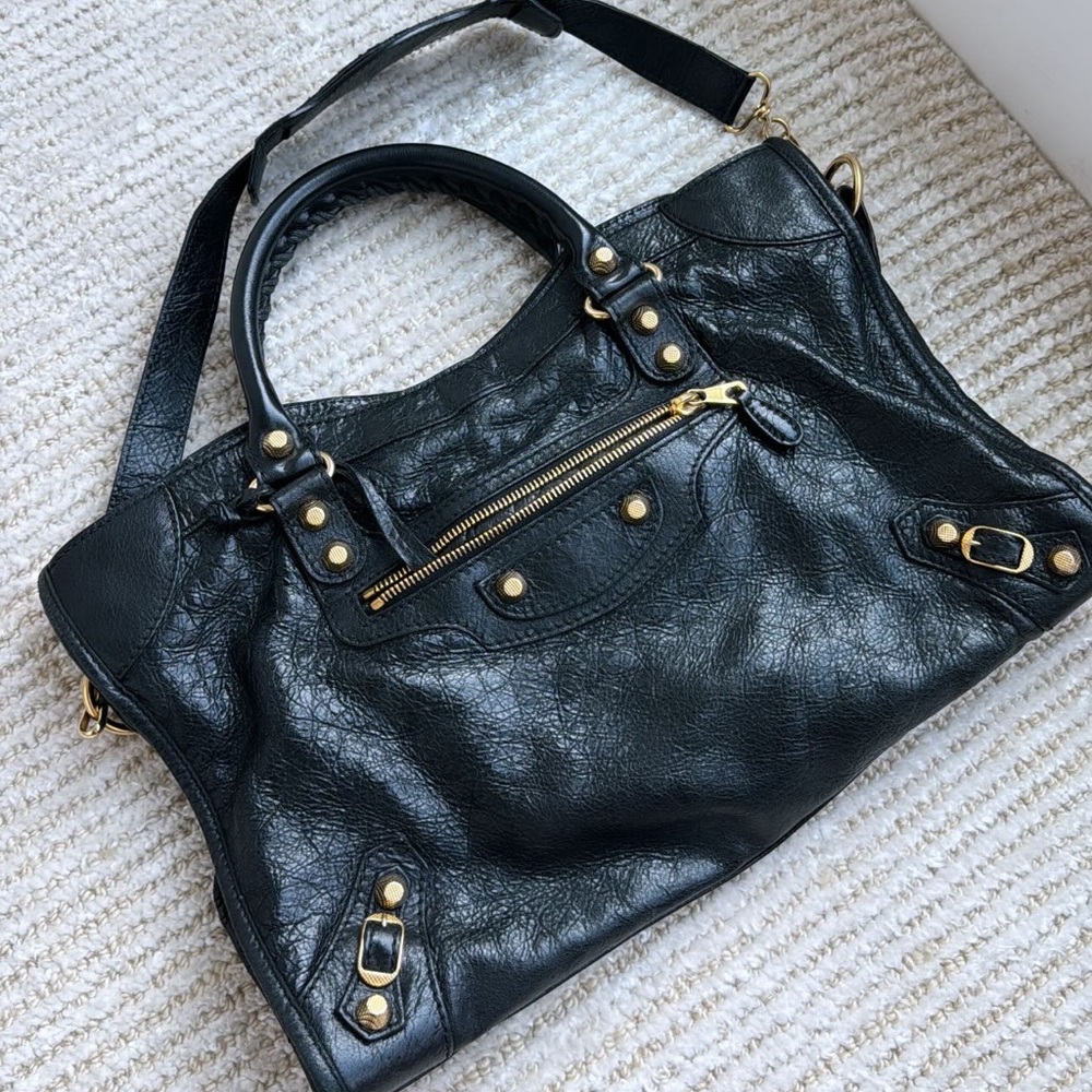 Balenciaga small city bag black gold hardware